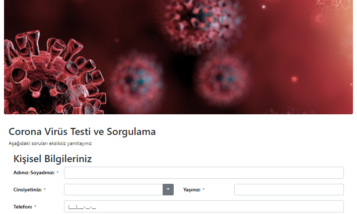 'Coronavirüs Testi ve Sorgulama' sitesi devrede