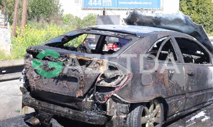 Lefkoşa-Girne yolunda araç yangını!