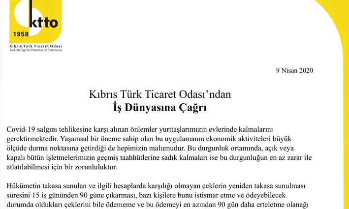 Kıbrıs Türk Ticaret Odası'ndan İş Dünyasına Çağrı