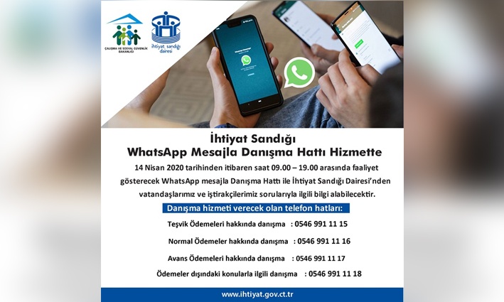 İhtiyat Sandığı Whatsapp mesajla danışma hattı hizmette