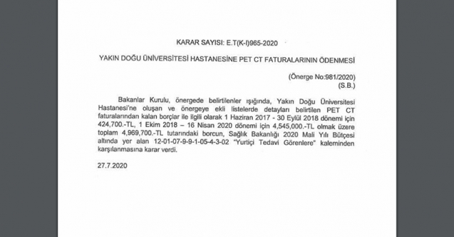 Devletten YDÜ'ye 5 milyon TL ödeme