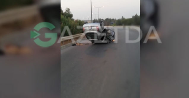 Lefkoşa - Girne yolunda kaza! Takla attı, tavanı üzerinde durdu