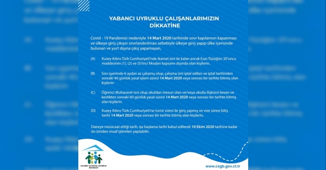Çalışma Bakanlığı’ndan yabancı uyruklu çalışanlar için duyuru