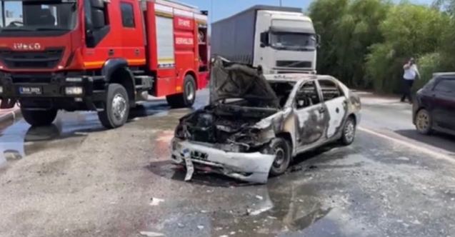 Kazaya karışan araç kül oldu