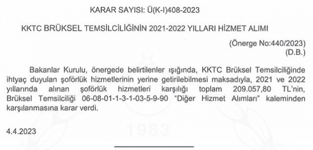 KKTC’nin Brüksel temsilciliğindeki şoföre 209 bin TL!