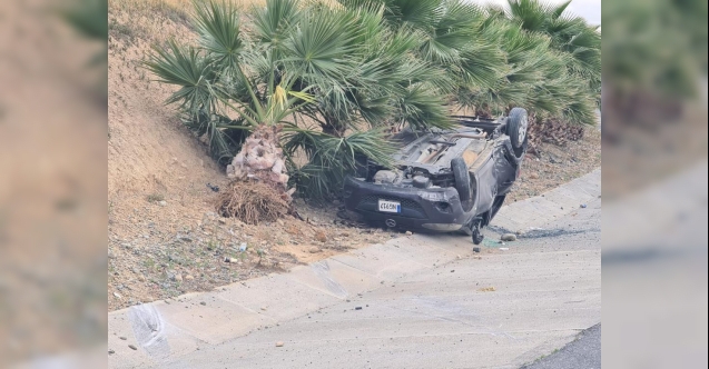 Yoldan çıktı, ağaca çarpıp takla attı