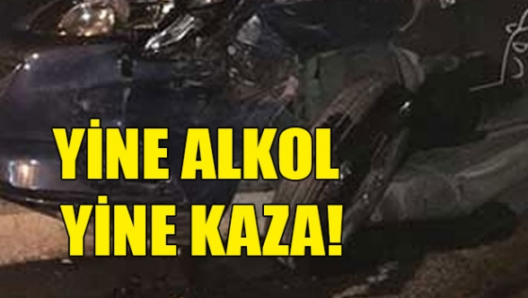 Alkollü sürücü kırmızıda duran araca çarptı