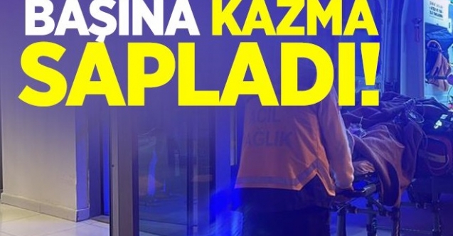 Başına kazmayla vurup adadan kaçtı