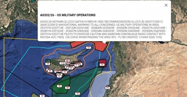Karpaz açıklarında NOTAM